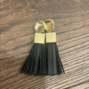 Gold and Black Tassel Earrings